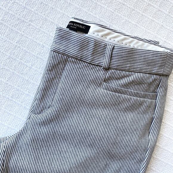 Banana Republic Sloan Trouser Navy White Stripe Stretch Pants Nautical Casual 6 - Picture 6 of 8